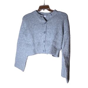 ZARA Gray Cropped Button Front Cardigan Sweater Size Small